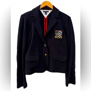 Tommy Hilfiger Navy Knit Crest Cotton Jacket  Size Large